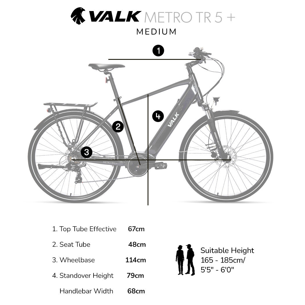 VALK Metro TR 5 + Electric Hybrid Bike, Gen II, Mid-Drive, Medium, Dark Grey