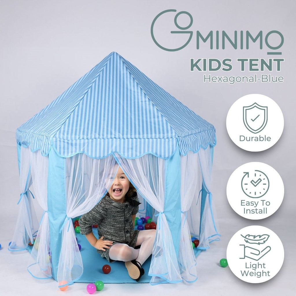 GOMINIMO Kids Hexagonal Tent with LED Lights (Blue)