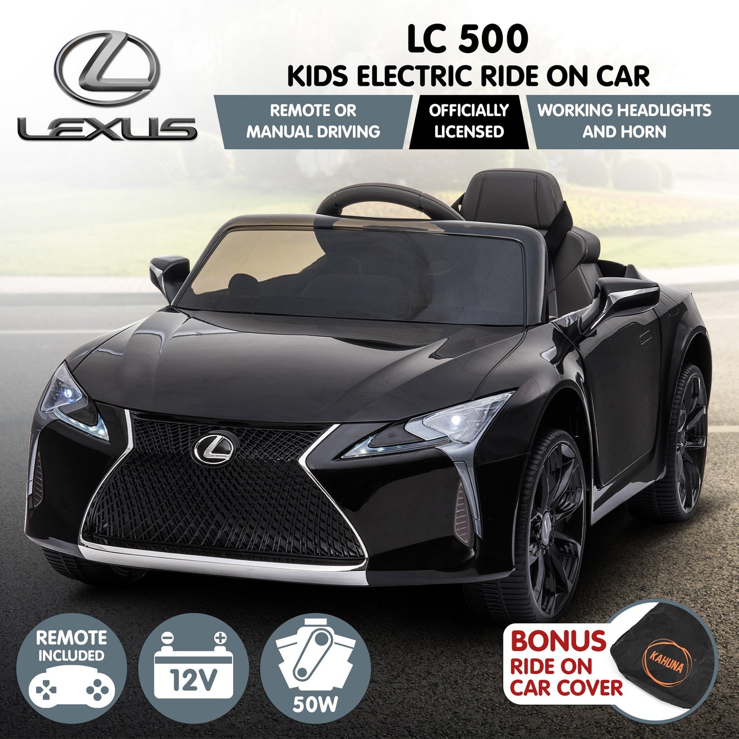 Lexus LC 500 Kids Electric Ride On Car - Black