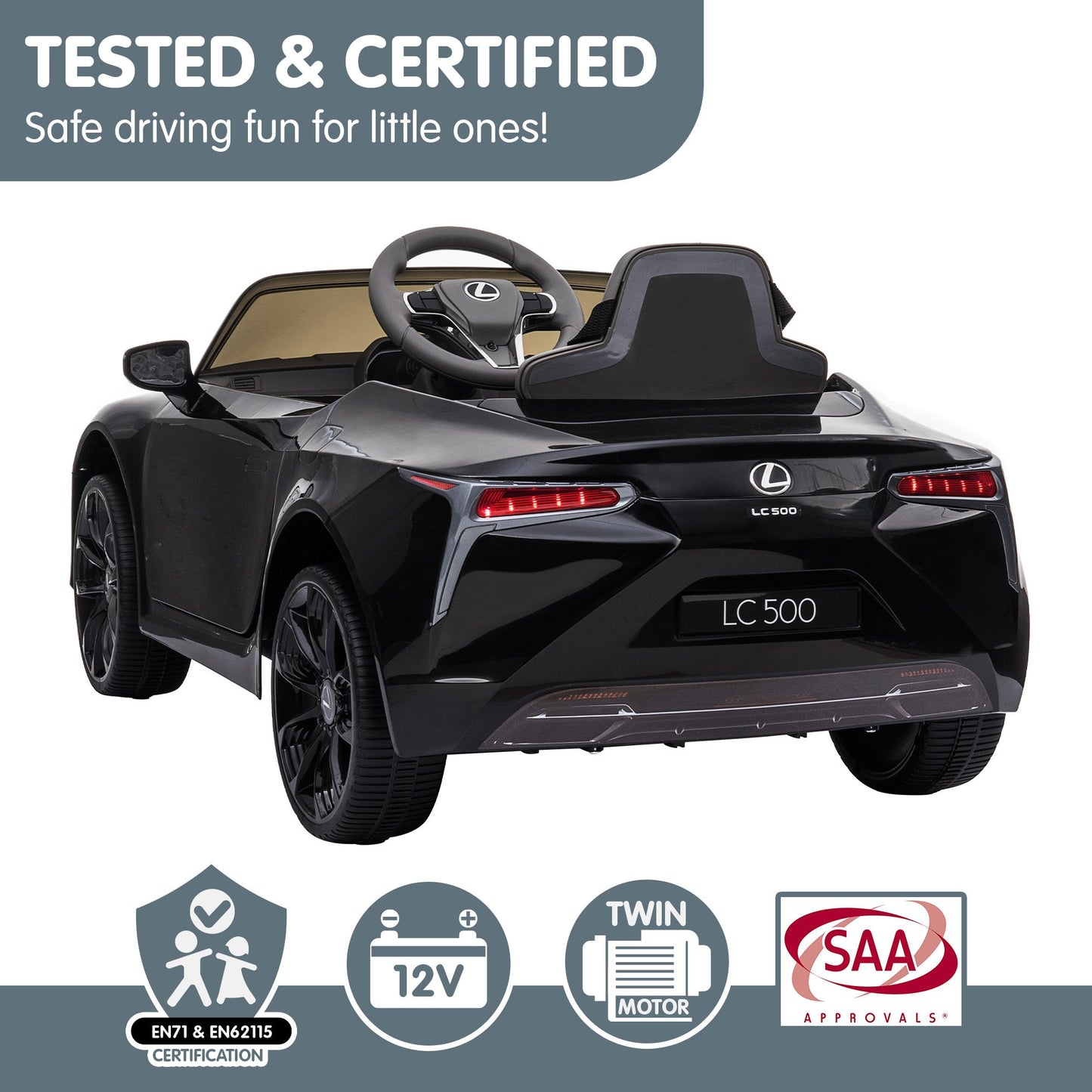 Lexus LC 500 Kids Electric Ride On Car - Black