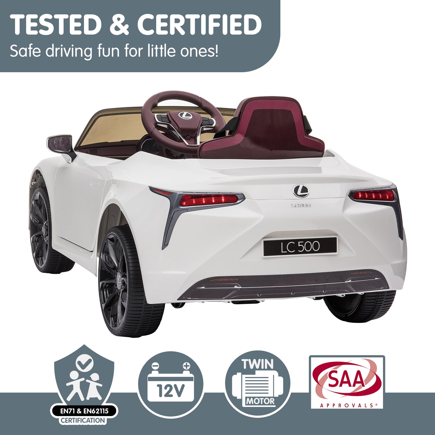 Lexus Lc 500 Kids Electric Ride On Car - White