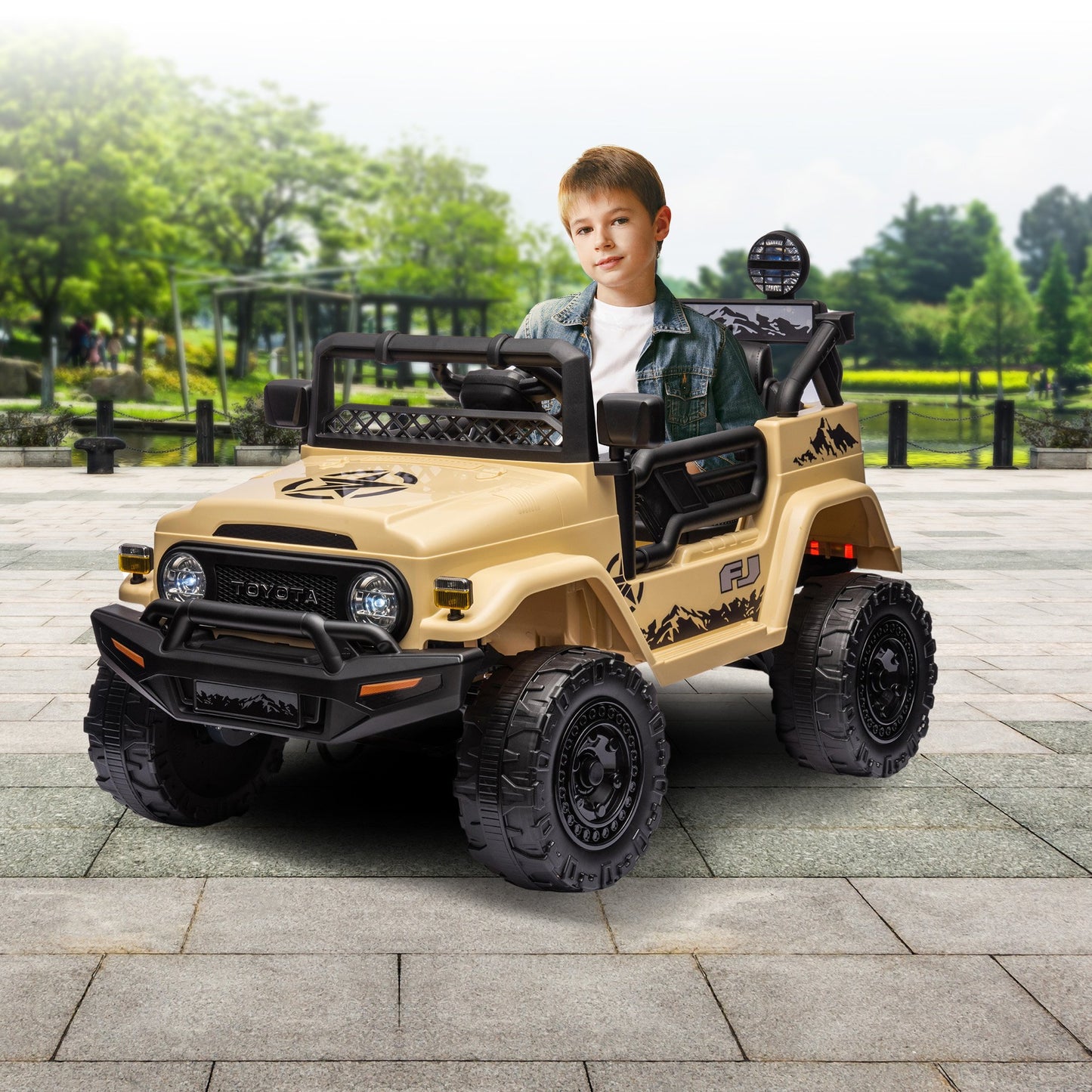 Authorised Toyota Fj Cruiser Kids Electric Ride On Car - Khaki