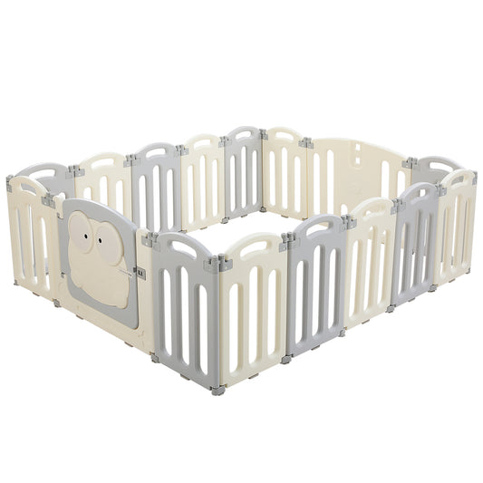 Baby Playpen 16 Panels Foldable Toddler Fence Safety Play Activity Centre