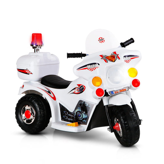 Kids Electric Ride On Police Motorcycle Motorbike 6V Battery White