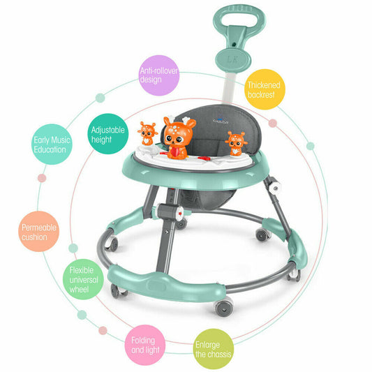 Adjustable Baby Walker Stroller Play Activity Music Kids Ride On Toy Car