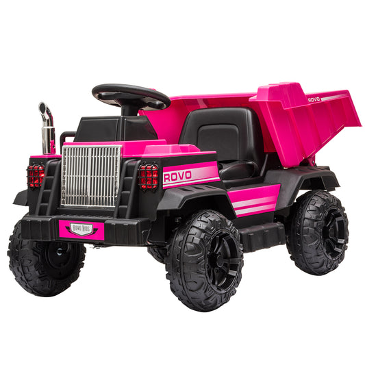 KIDS Electric Ride On Children's Toy Dump Truck with Bluetooth Music - Pink