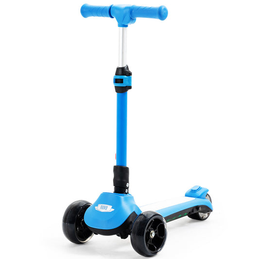 KIDS 3-Wheel Electric Scooter, Ages 3-8, Adjustable Height, Folding, Lithium Battery, Blue