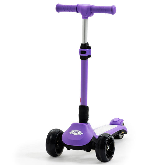 KIDS 3-Wheel Electric Scooter, Ages 3-8, Adjustable Height, Folding, Lithium Battery, Purple