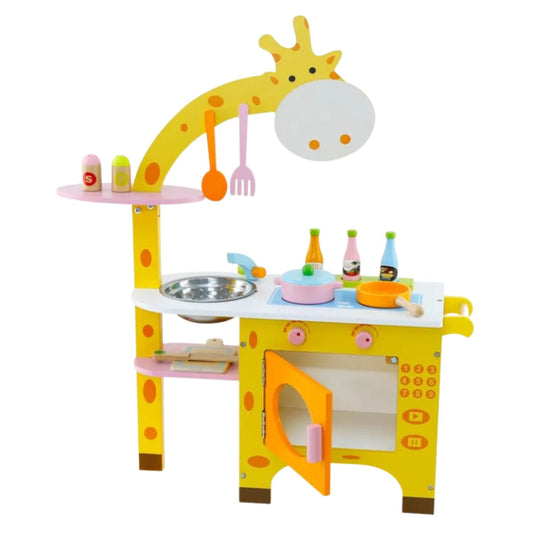 Wooden Kitchen Playset for Kids (Giraffe Shape Kitchen Set)