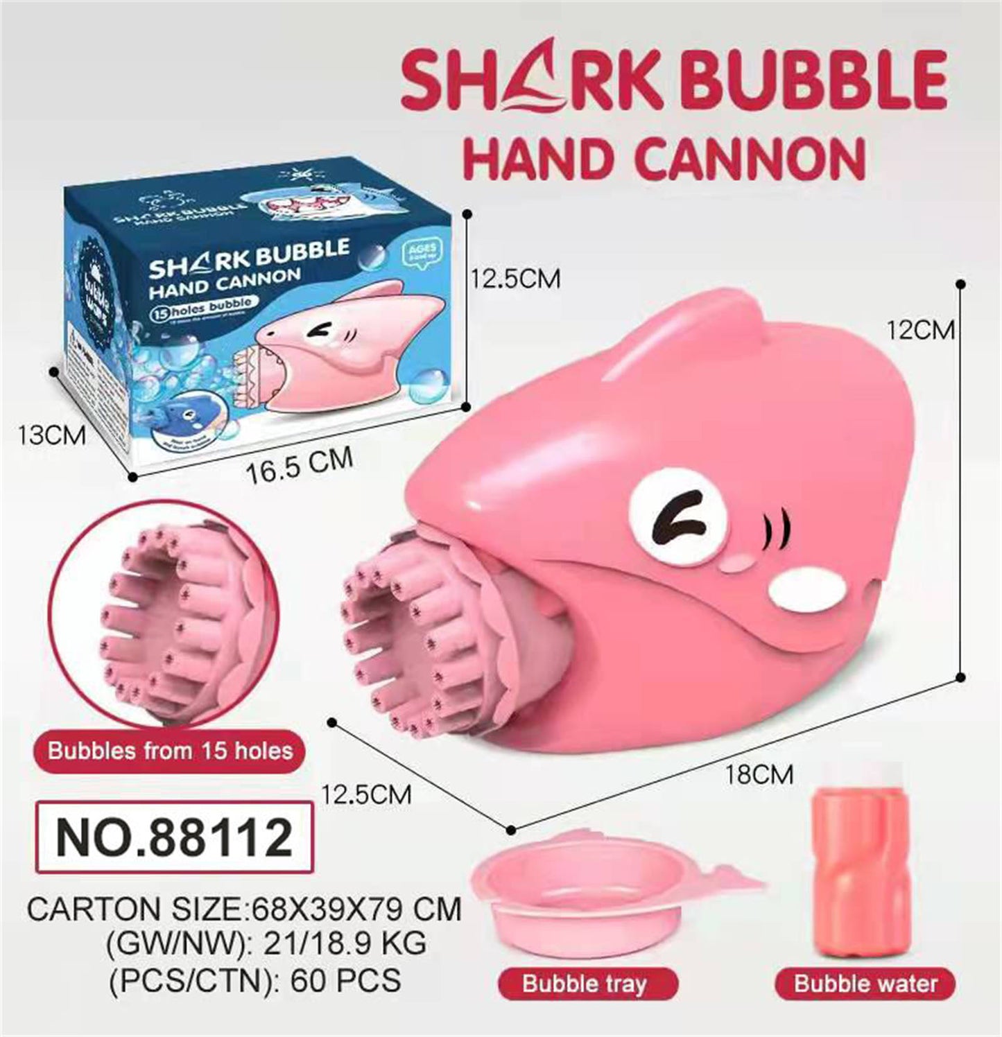 Bubblerainbow 15-Hole Bubble Gun Shark Bubble Machine Automatic Children's Hand-Held Outdoor Toys